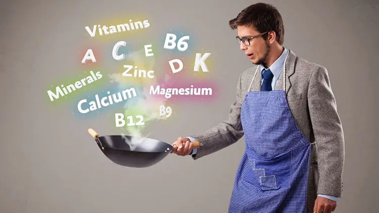 man cooking vitamins and minerals