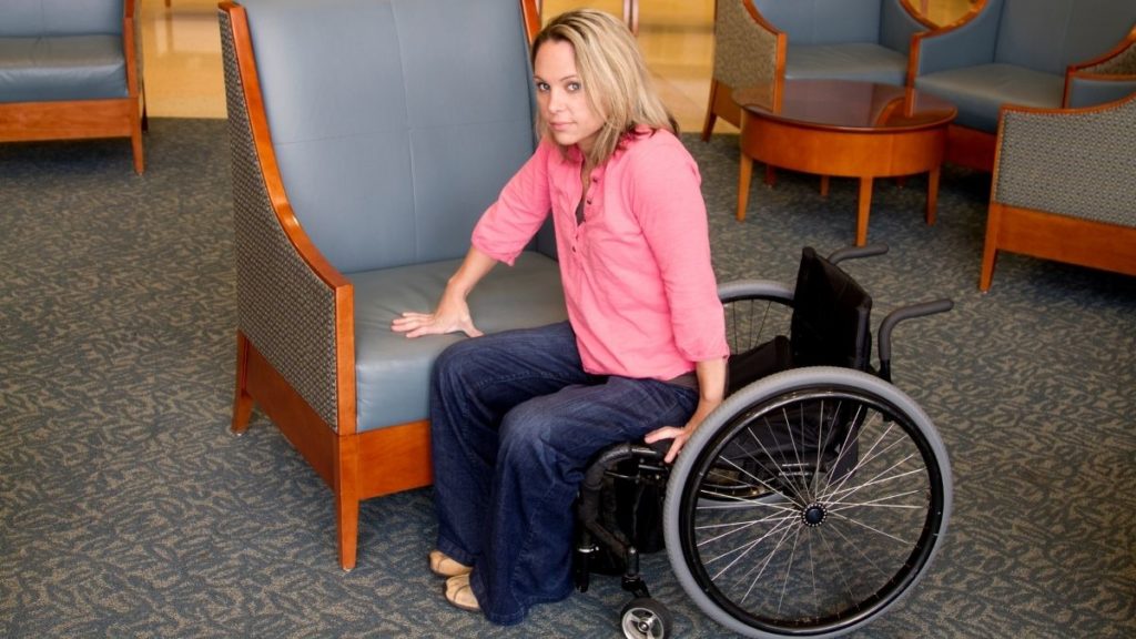woman needs wheelchair transfer boards