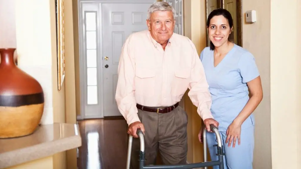 senior man with home health aide