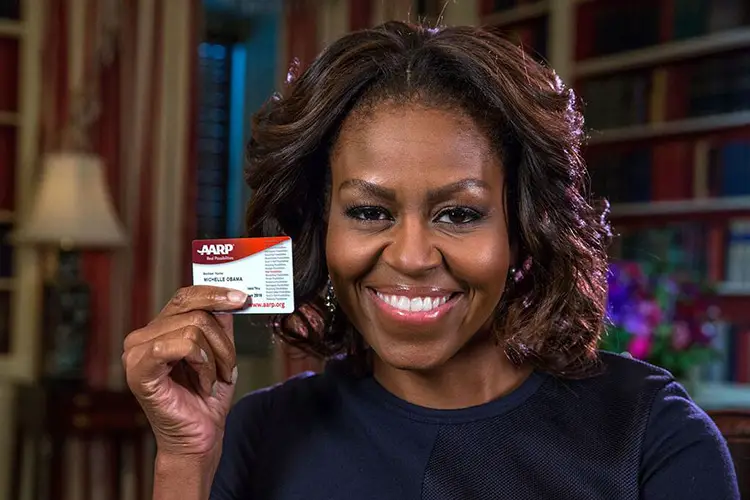 Michelle Obama with AARP card