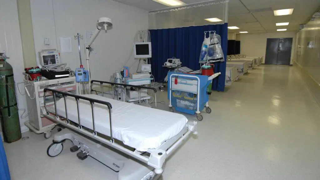 hospital bed with bed rails feature