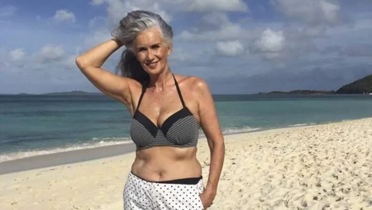 Nicola Griffin in a bikini at the beach