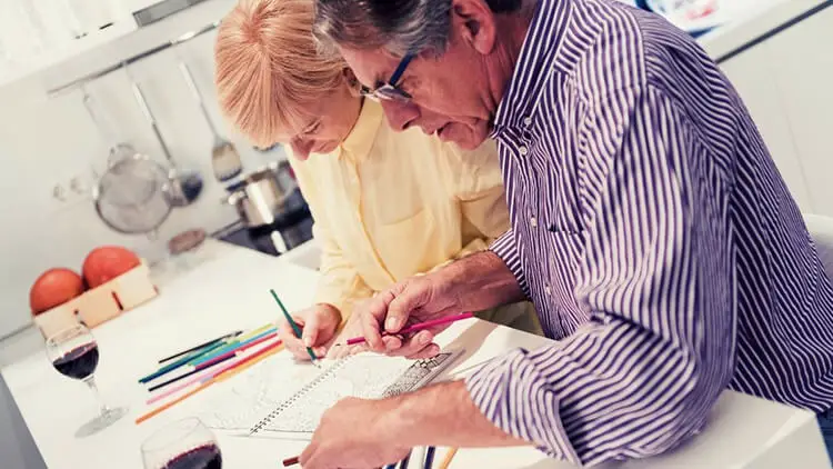 senior couple coloring books as art therapy