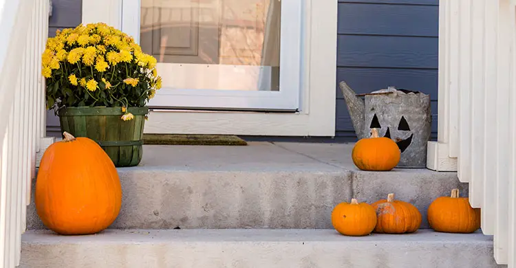 pumpkins as tripping hazards on stairs