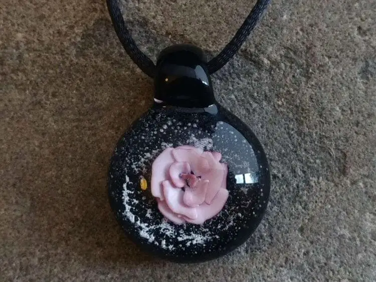 Blown Glass Rose Memorial Pendant