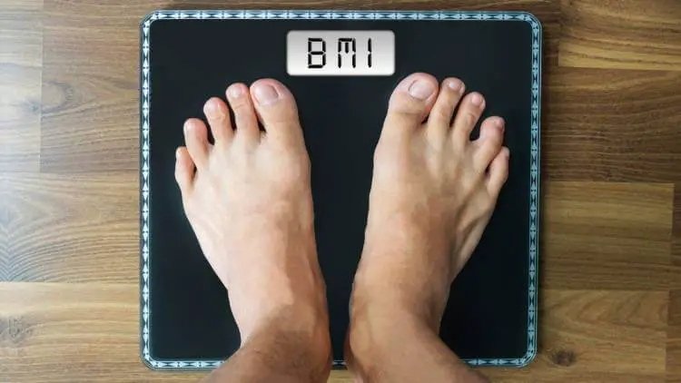 BMI text on weighing scale