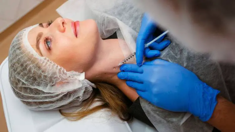 female neck skin smoothing injection