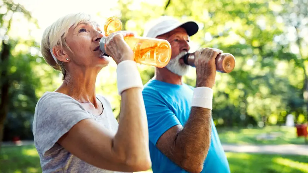 senior couple staying hydrated