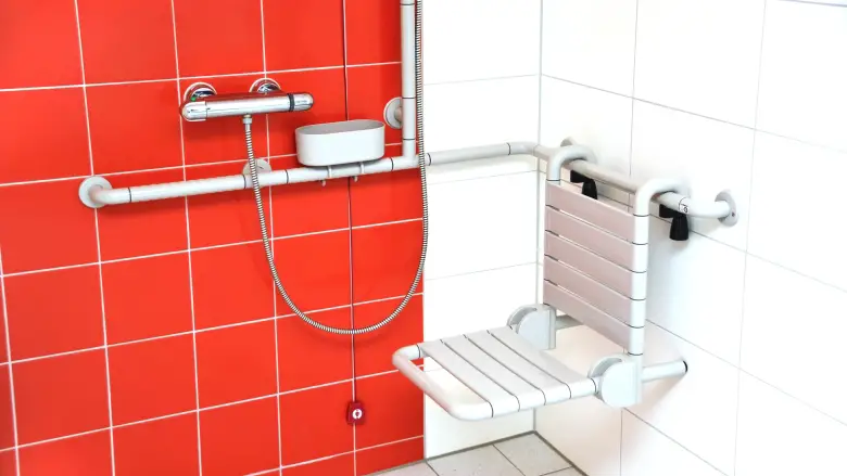 shower seat for disabled in moder bathroom